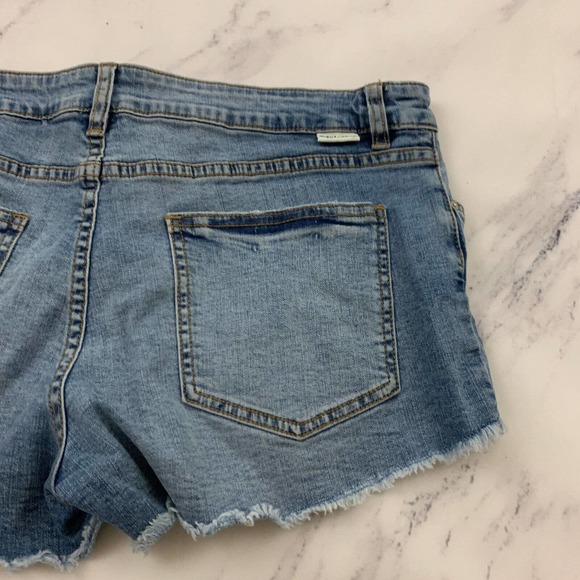 Billabong Womens Lace Up Jean Denim Shorts Size 30 Distressed Cut Offs Stretch - Picture 7 of 8